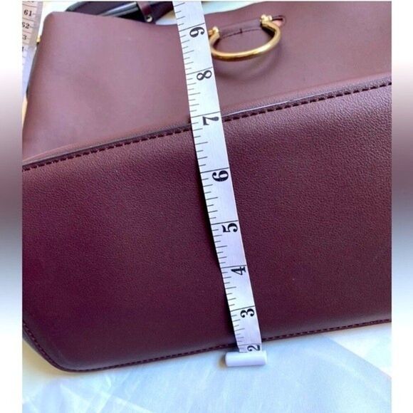 Faux Leather Purse Tote Crossbody & Shoulder Handbag Maroon Adjustable Strap - Picture 4 of 9